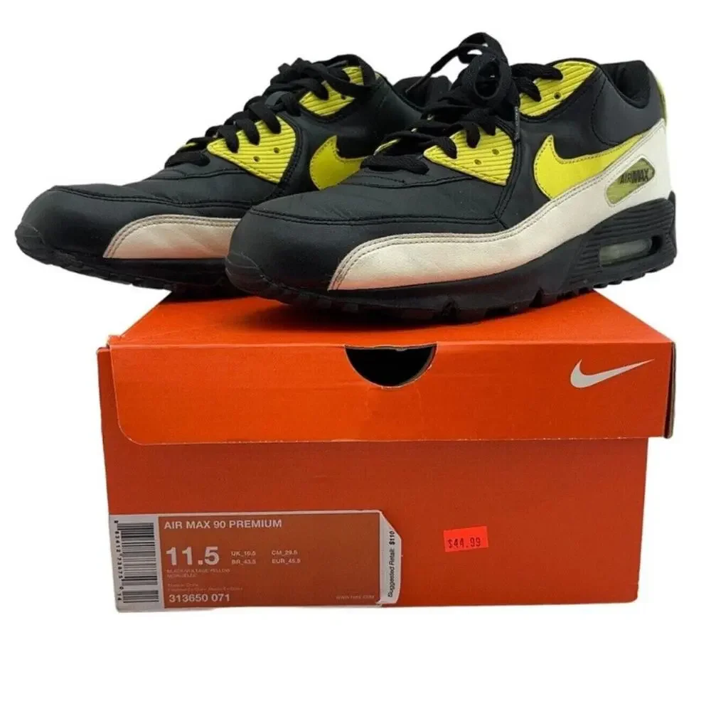 Nike Air Max 90 PRM Black Volt Yellow Glow In The Dark Men's Shoes sz 11.5 RARE